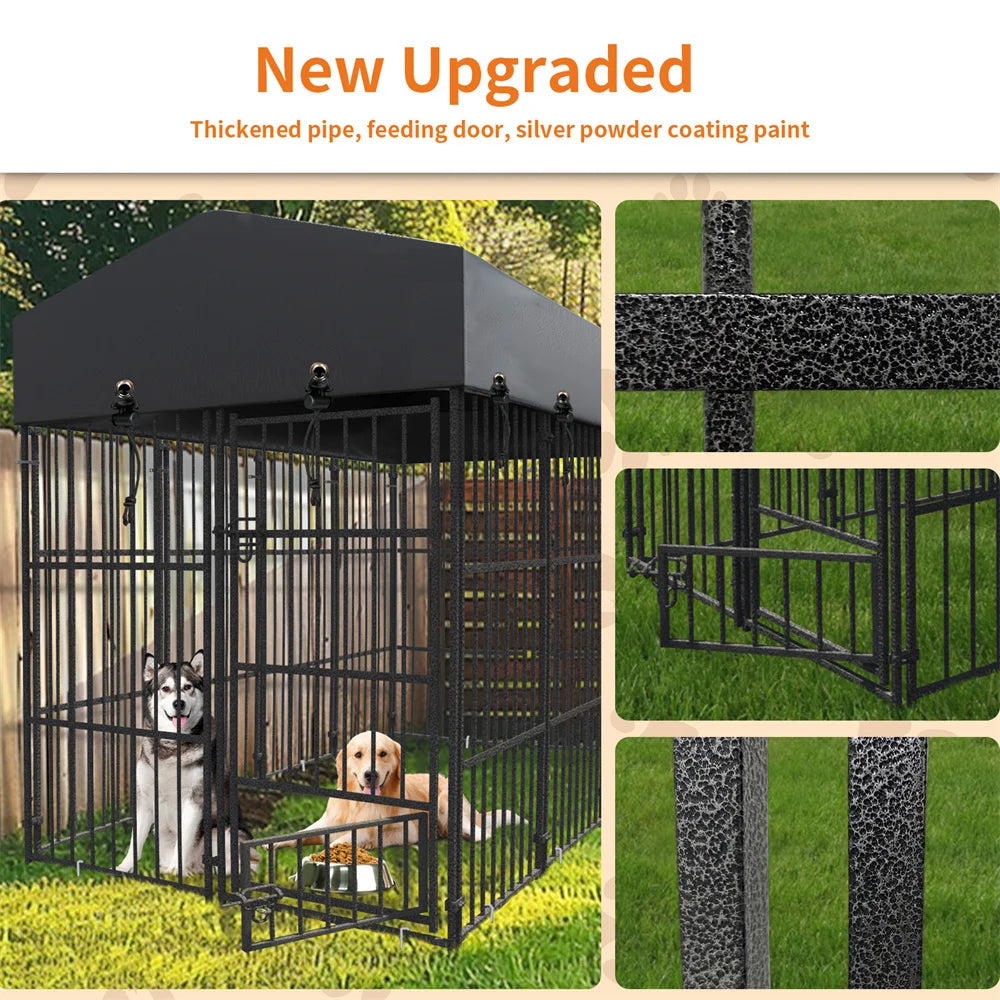 BORWARTH Heavy Duty Dog Kennel Welded Metal Playpen Roof
