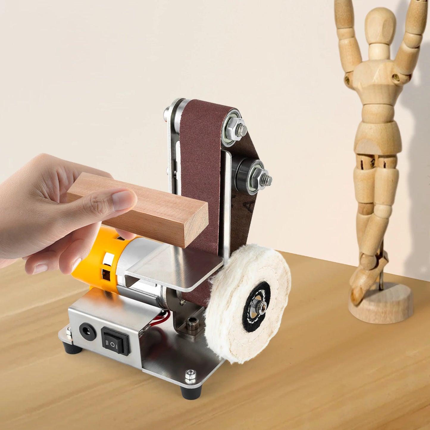 775 Motor Mini Belt Sander Electric Bench Grinder Stainless Steel Tabletop Polisher Adjustable Speed Sanding Machine