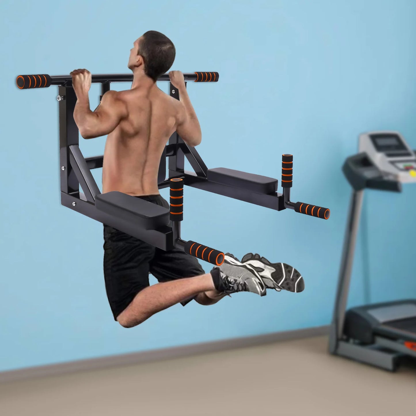 Multi Grip Wall Mount Pull Up Bar and Dip Station