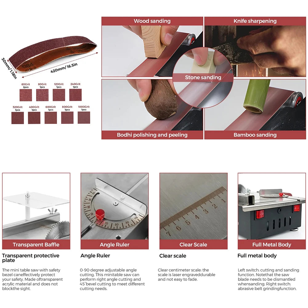 300W Benchtop Saw And Belt Sander Combo For Precision Cuts