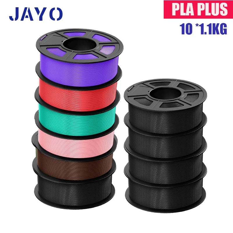 JAYO PLA Plus Filament 1.75mm 10 Rolls Set Non Toxic 3D Printing Refills Smooth No Bubbles Multiple Colors Optional