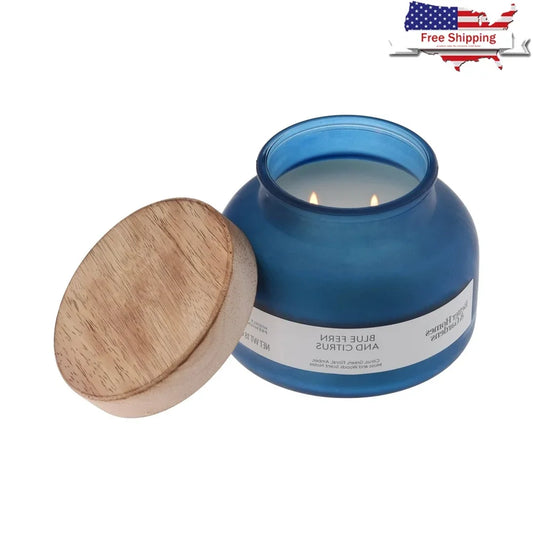 Blue Fern Citrus Scented Jar Candle for Home Décor