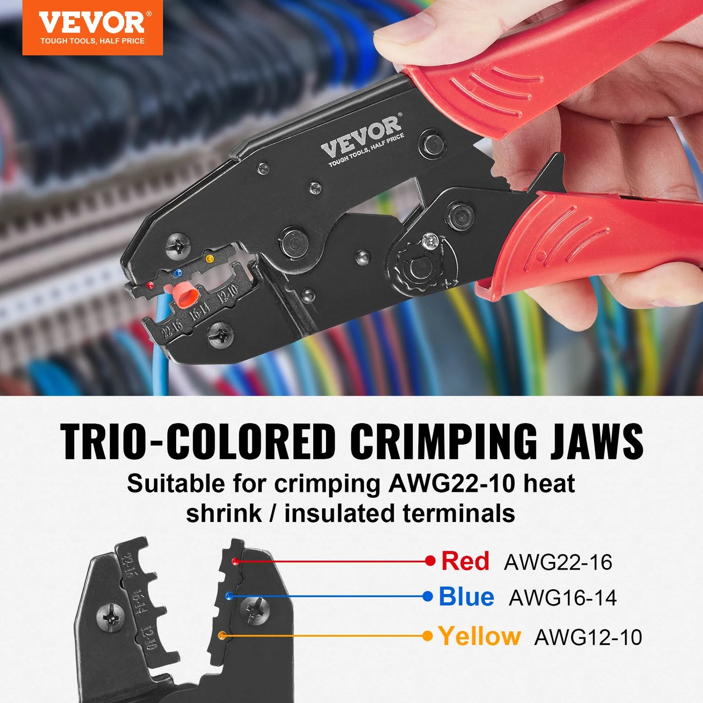 VEVOR Labor-Saving Ratcheting Wire Crimping Tool with Gloves
