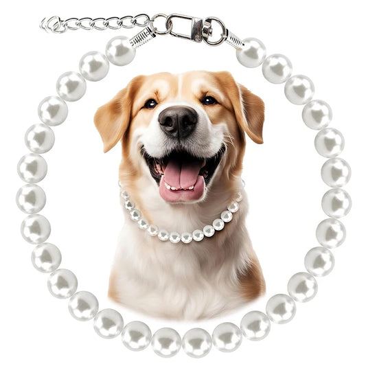 12 to 22 Inch Dog Pearl Necklace Adjustable Elegant Pet Pearl Collar Jewelry Accessories for Small Medium Large Dogs