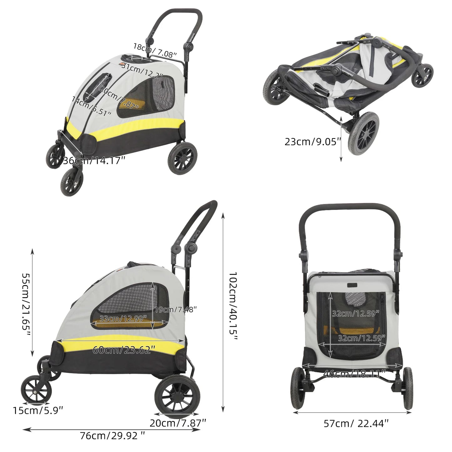 Premium Dog Stroller Pram by Breed for All Dog Sizes