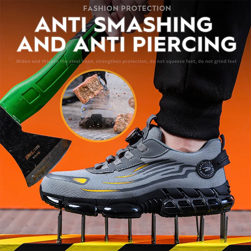 Rotating Steel Toe Safety Shoes for Men with Breathable Design