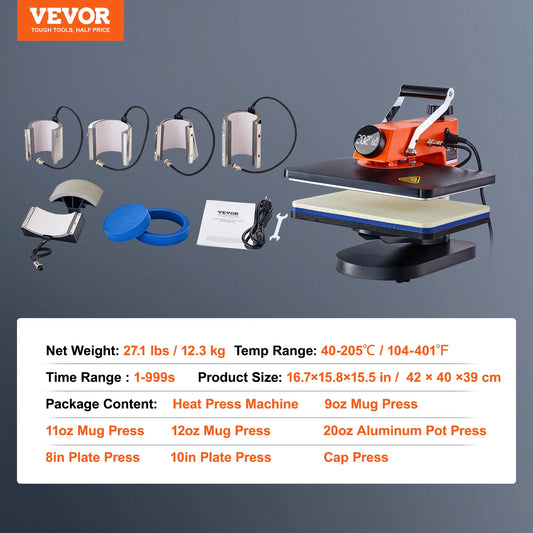 SucceBuy 5 in 1 Heat Press Machine for Sublimation Printing