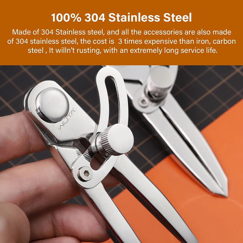WUTA 304 Stainless Steel Leather Compass and Wing Divider Tool