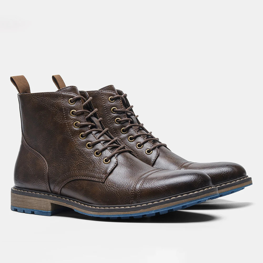 Brogue Men Chelsea Boots 2025 American Style Comfortable Leather Ankle Boots