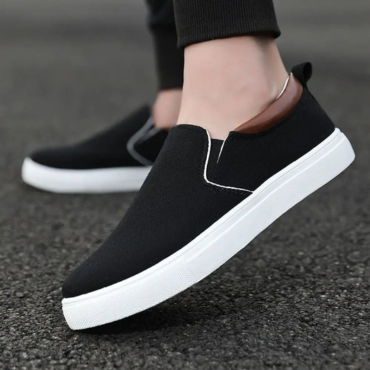 Man Black Sneakers Summer Casual Slip-On Shoes for Men Breathable Comfortable Lightweight