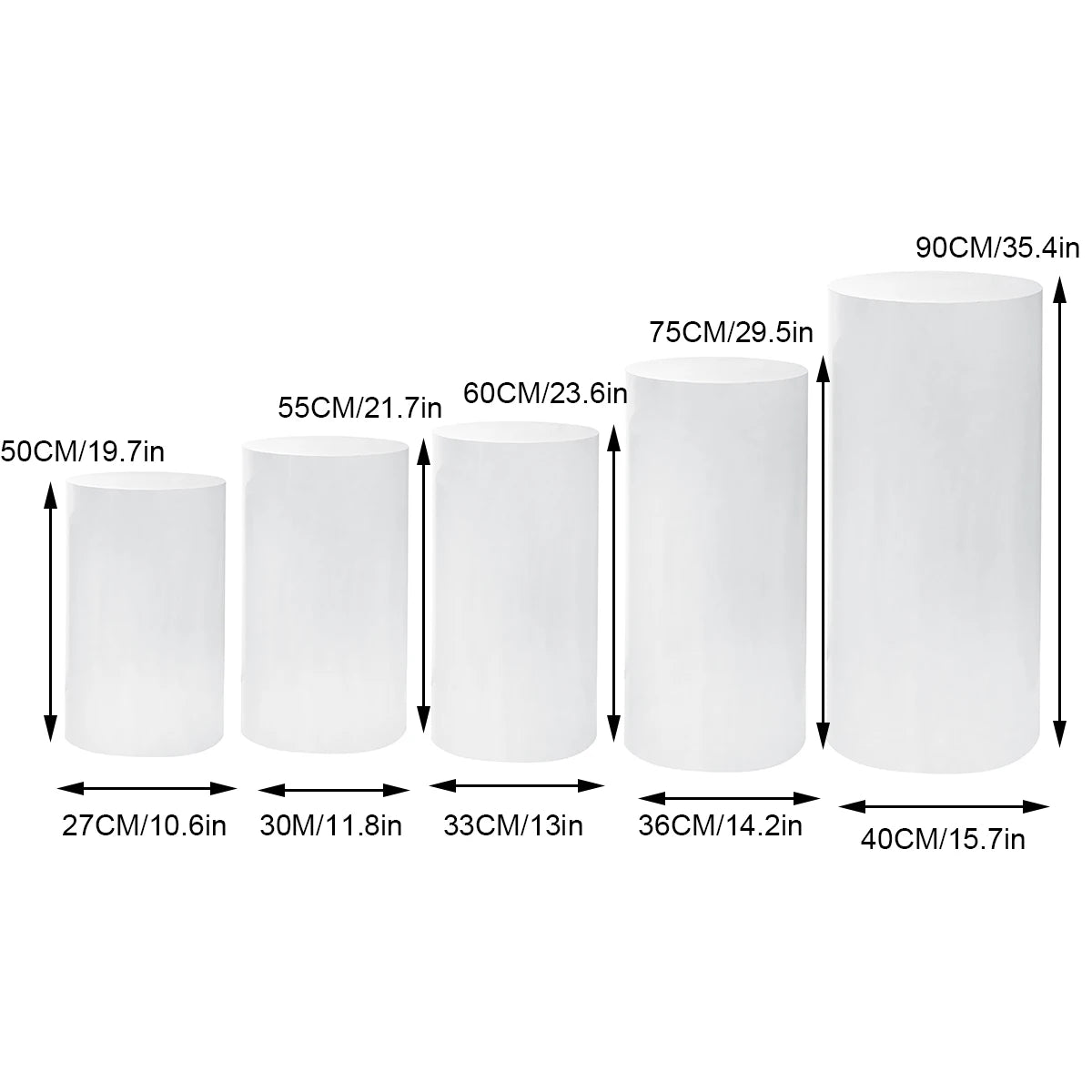 Fujian White Cylinder Pedestal Stands For Wedding Decor