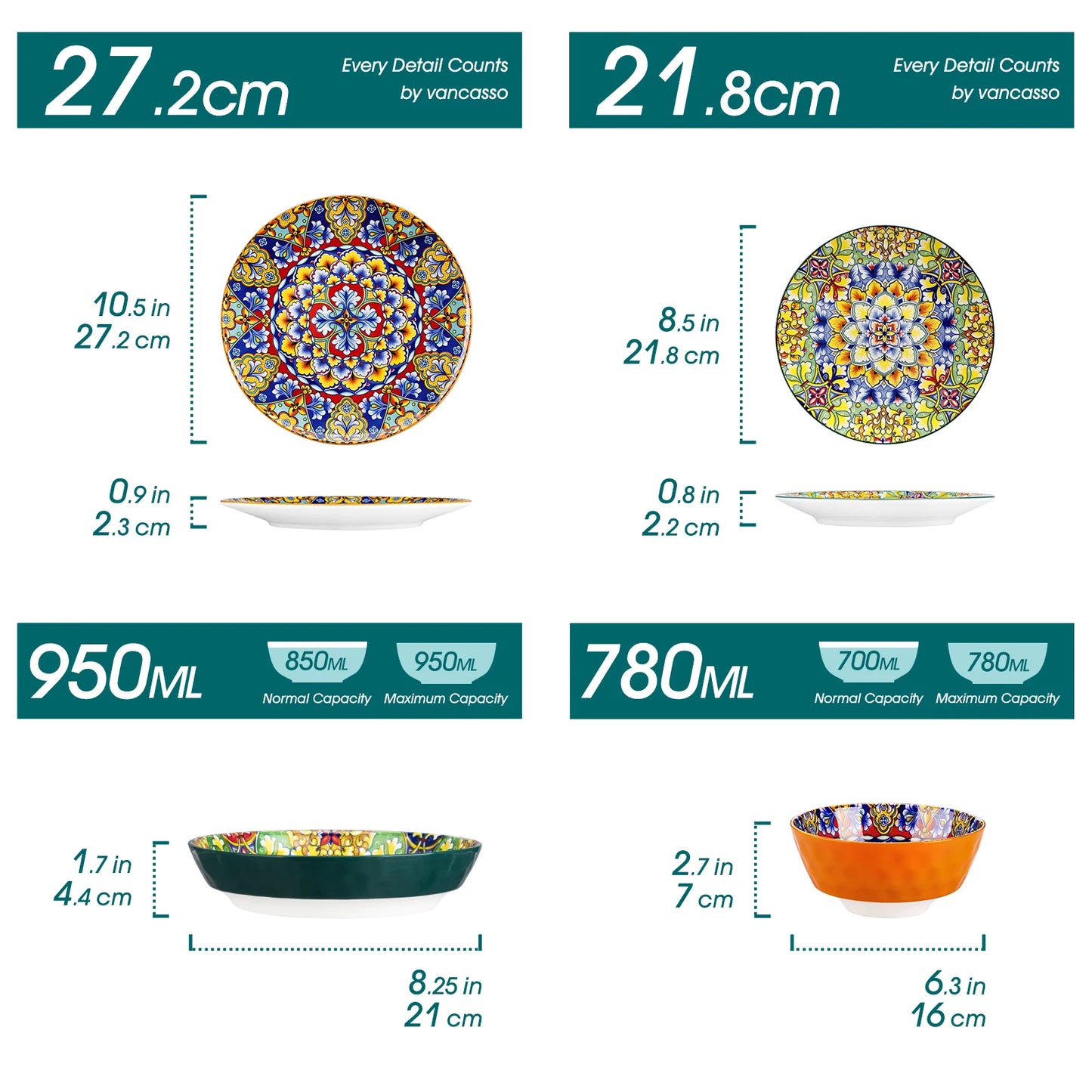 Malacasa Ceramic Dinnerware Set Stoneware Bohemian Style
