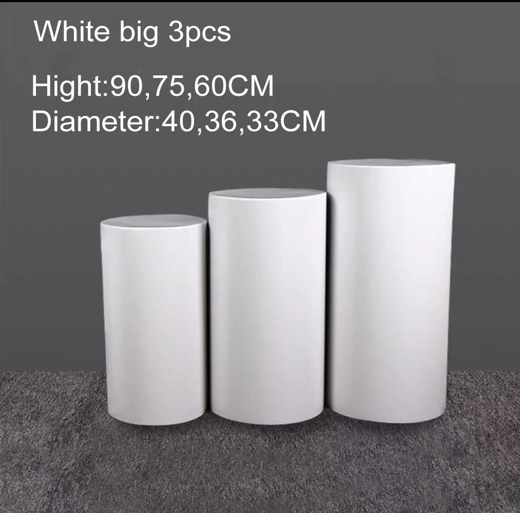 Fujian White Cylinder Pedestal Stands For Wedding Decor