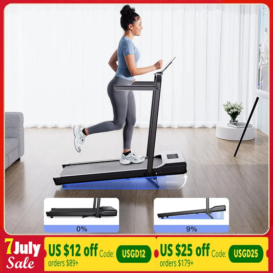 3 in 1 Superun Foldable Walking Pad with Handle 3.0 HP Treadmill 9 Percent Incline Max 300 Pounds