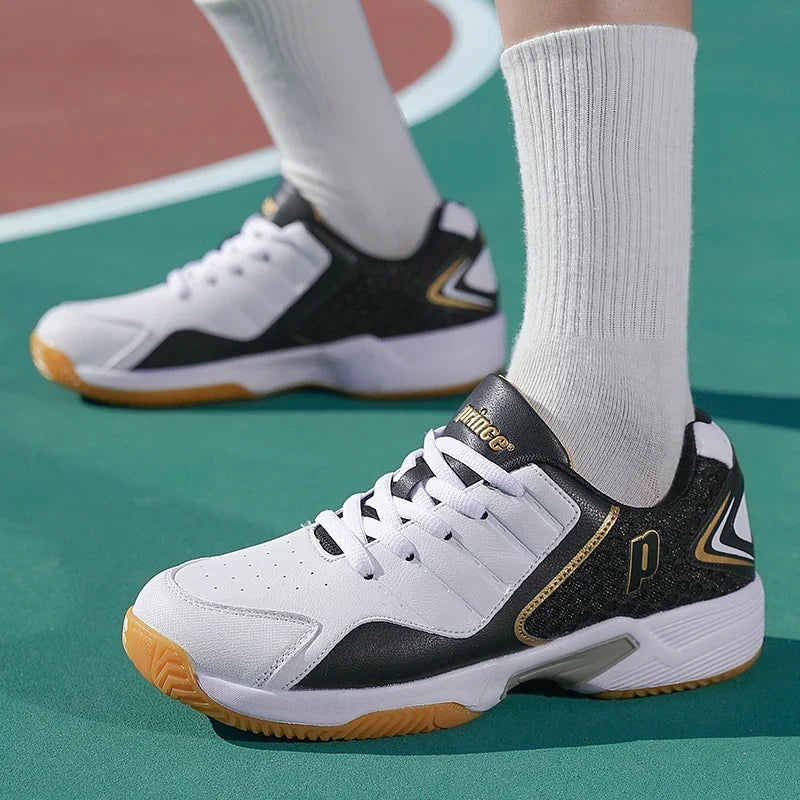 Professional Leather Anti-Slip Badminton and Tennis Shoes
