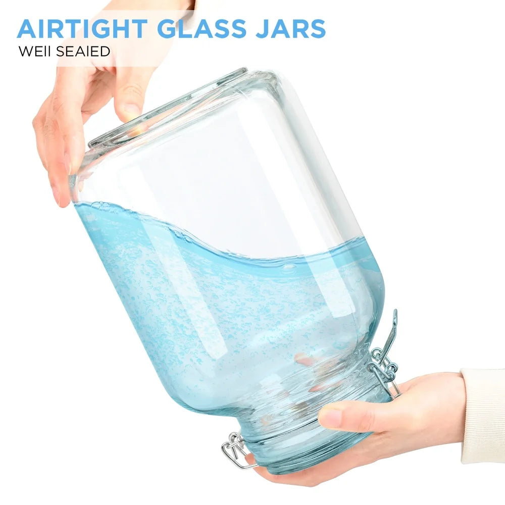 PDQDrinkware Glass Jars 2 Pack Airtight Lid Wide Mouth