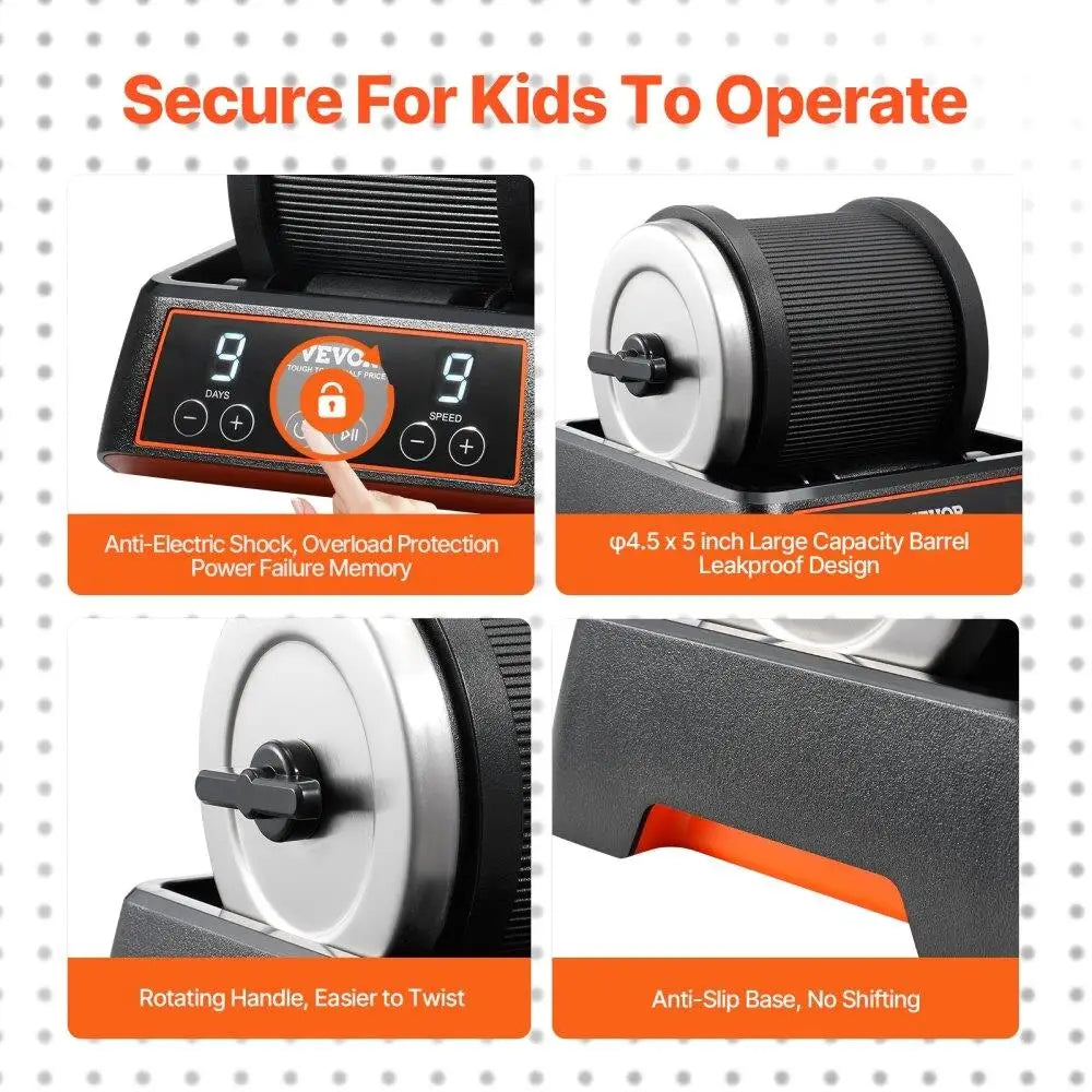 Hign-concerned Rock Tumbler Kit with 9 Speeds and Timer