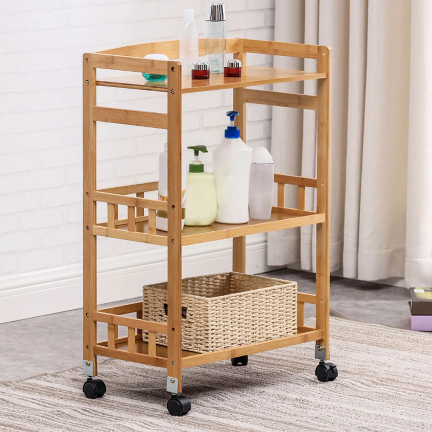 3-Tier Mobile Serving Cart Kitchen Storage Rack