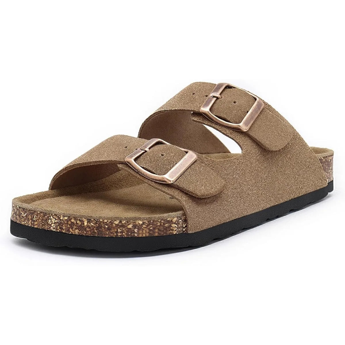 Women's Adjustable Cork Footbed Slide Sandals with Arch Support