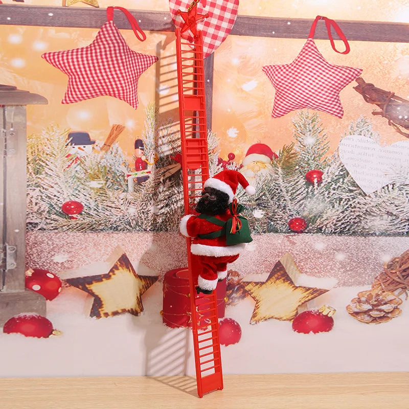 Christmas Decoration Electric Ladder Climbing Rope Santa Claus Gift Black Ladder Pendant