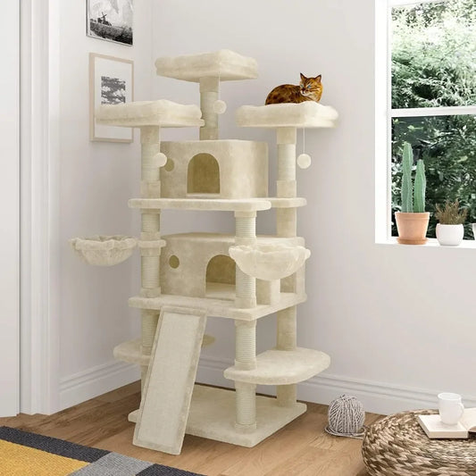 68 Inches Multi Level Large Cat Tree Tower with Condo Plush Perches and Sisal Scratching Posts