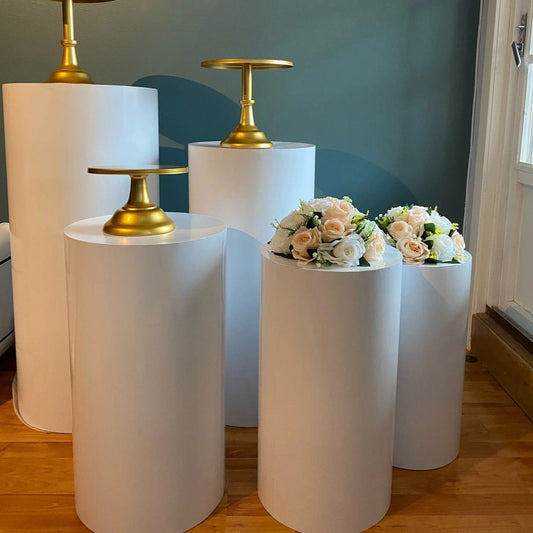 Fujian White Cylinder Pedestal Stands For Wedding Decor