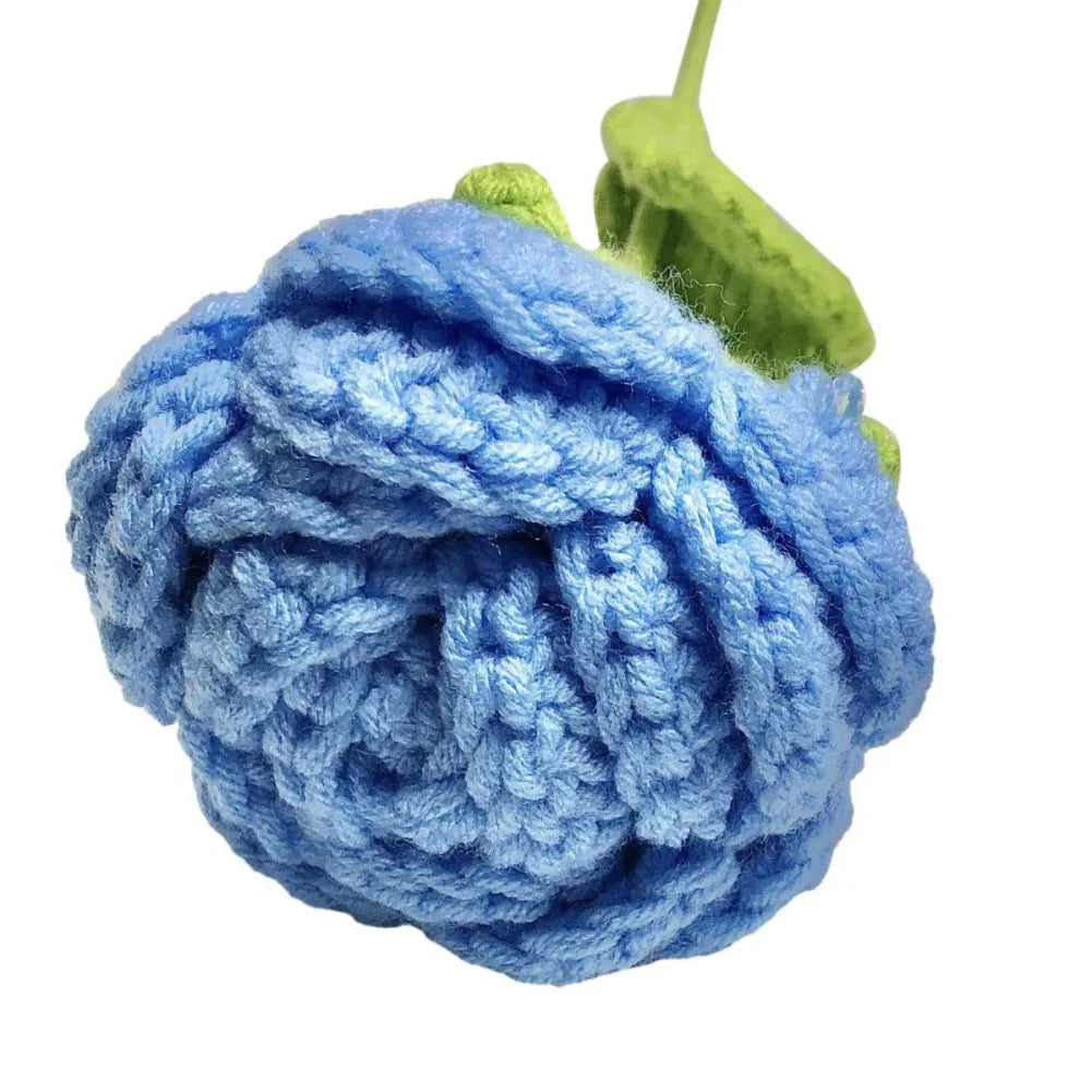 6 Pieces Multi Color DIY Knitting Rose Flower Bouquet Hand Knitted Fake Flowers Crochet Floral Arrangement