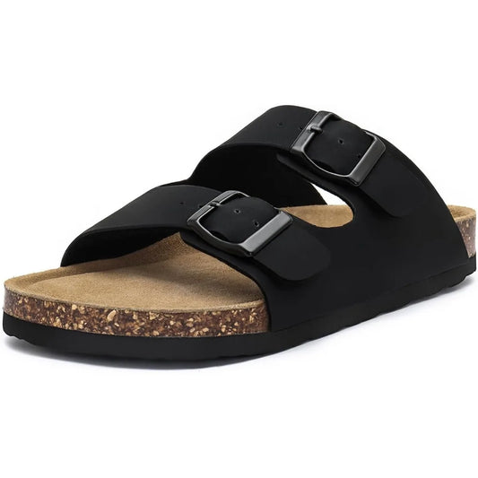 Women's Adjustable Cork Footbed Slide Sandals with Arch Support