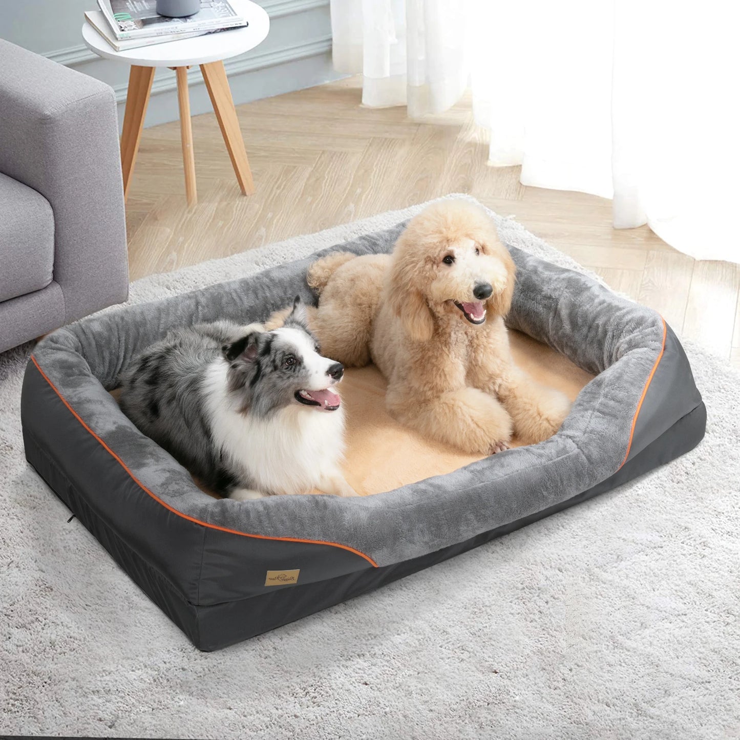 BINGOPAWCN Large Dog Bed Soft Warm Fleece Removable Cover
