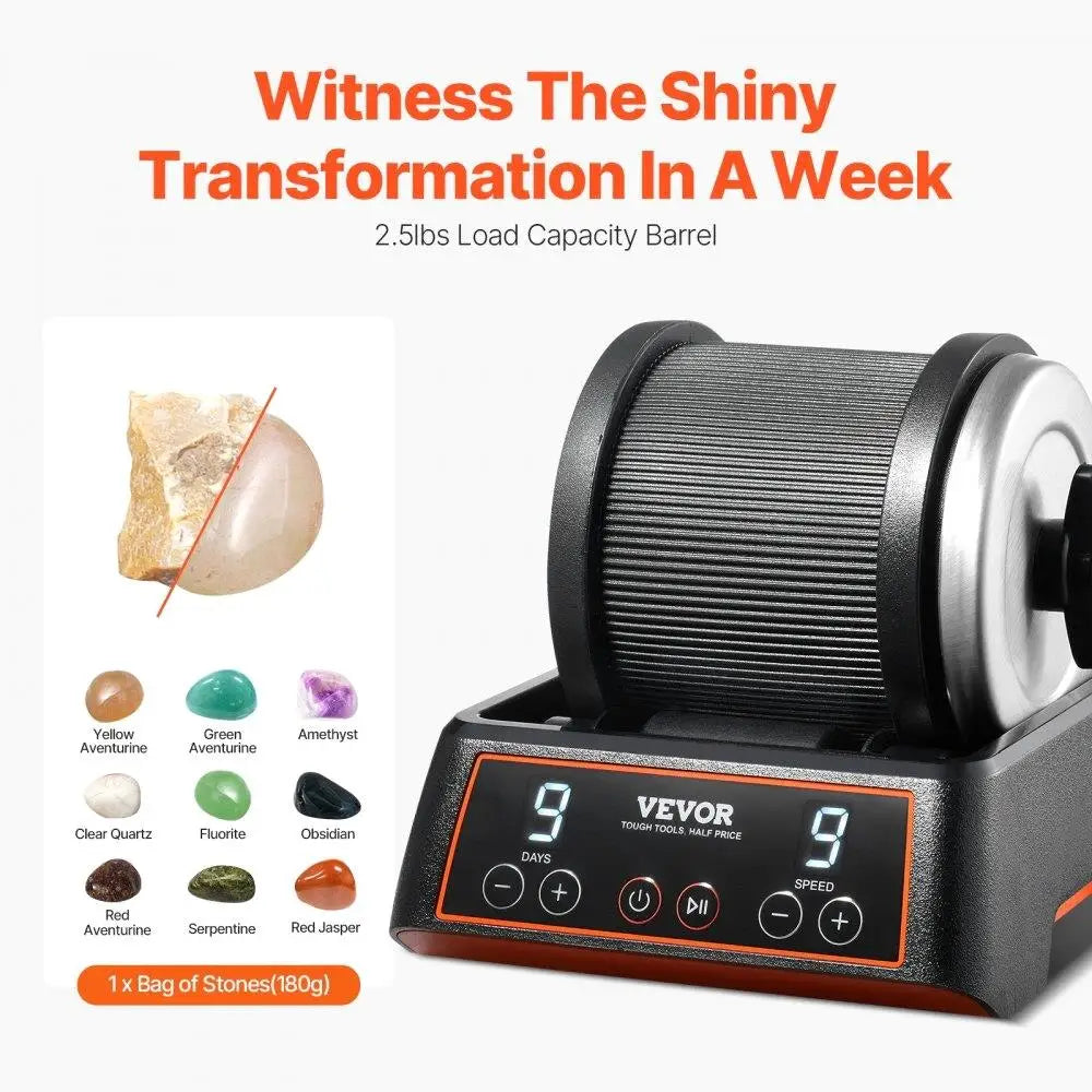 Hign-concerned Rock Tumbler Kit with 9 Speeds and Timer