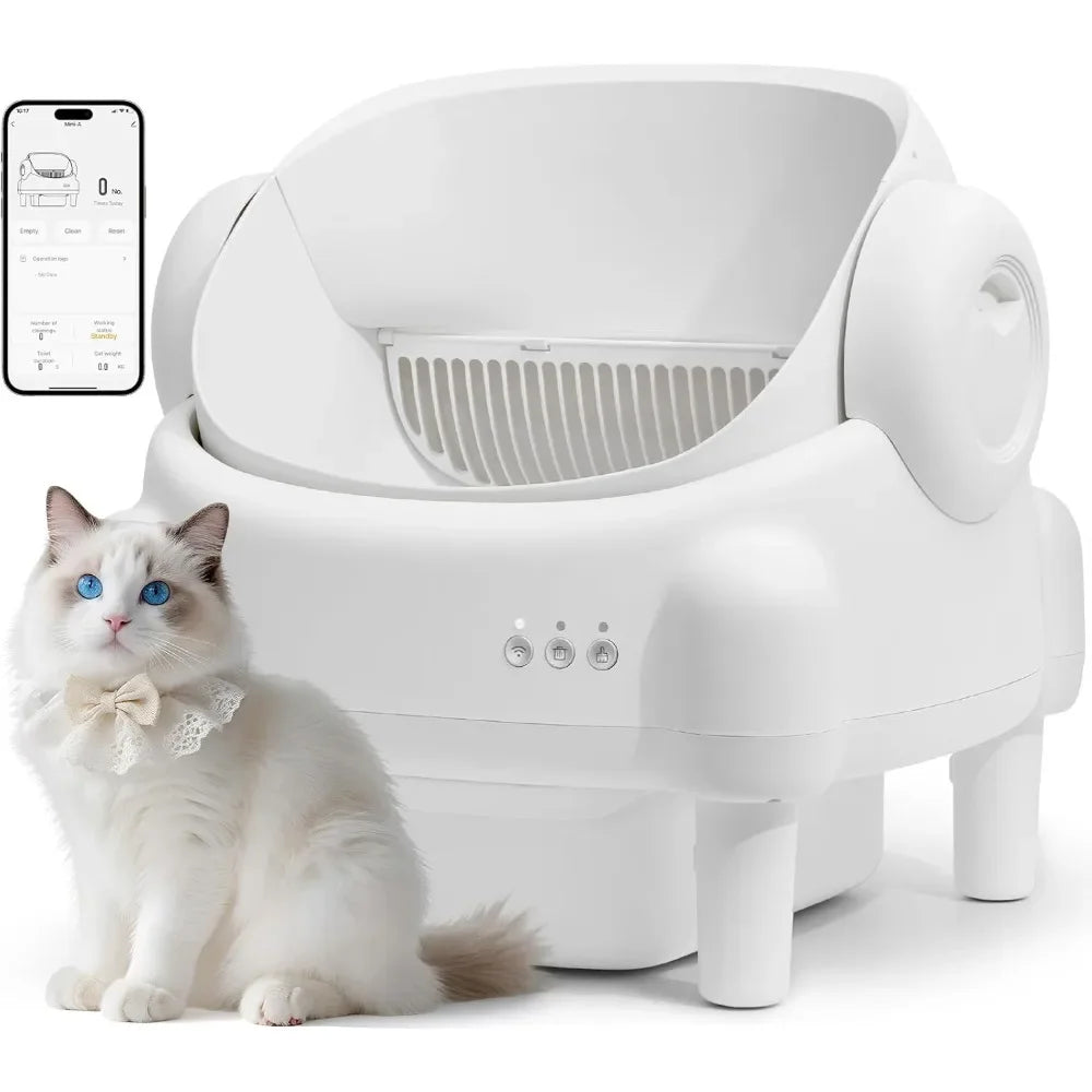 Self Cleaning Litter Box Open Top Design Automatic Cat Litter Box with App Control for Multiple Cats