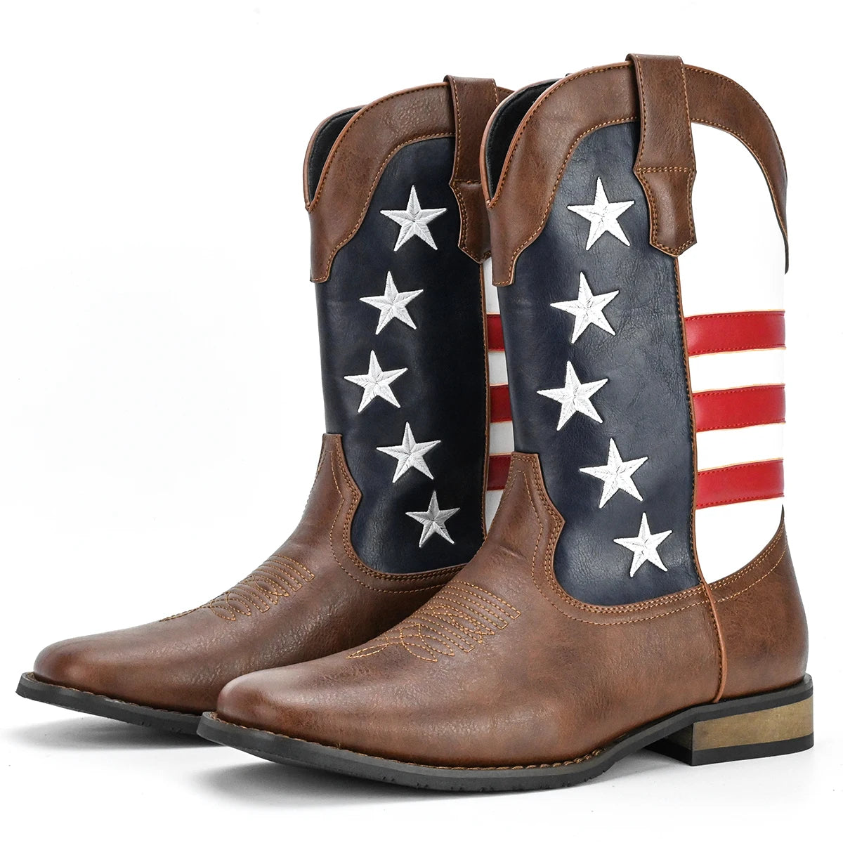 Personalized Fashion Men's Cowboy Boots with Five-Pointed Star