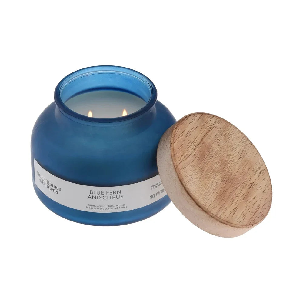 Blue Fern Citrus Scented Jar Candle for Home Décor