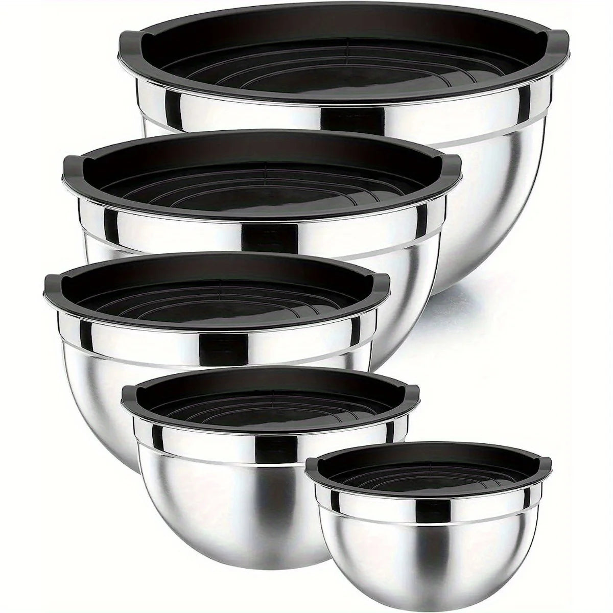 5-Piece Stainless Steel Nesting Mixing Bowl Set for Baking