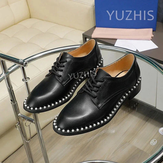 GUANSIYAO Retro Suede Loafers Women Round Toe Slip On