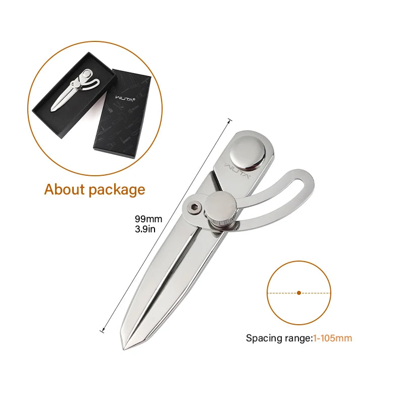WUTA 304 Stainless Steel Leather Compass and Wing Divider Tool