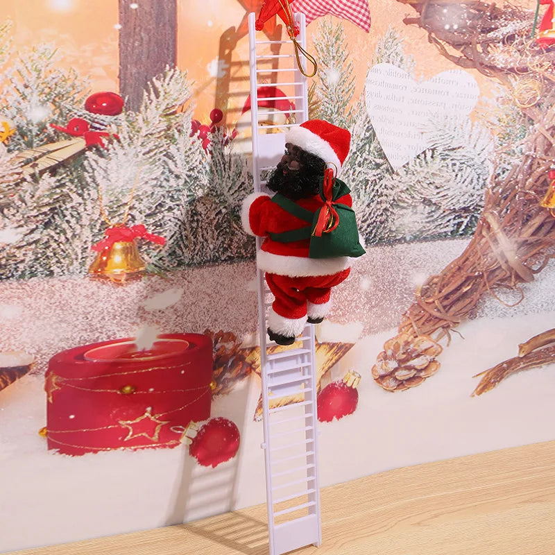 Christmas Decoration Electric Ladder Climbing Rope Santa Claus Gift Black Ladder Pendant