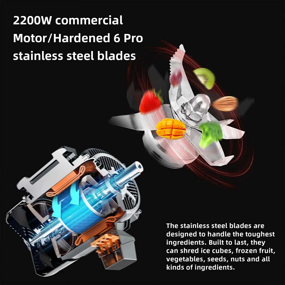 BioloMix Automatic Program Professional Kitchen Smoothie Blender BPA FREE 2L Low-profile Jar