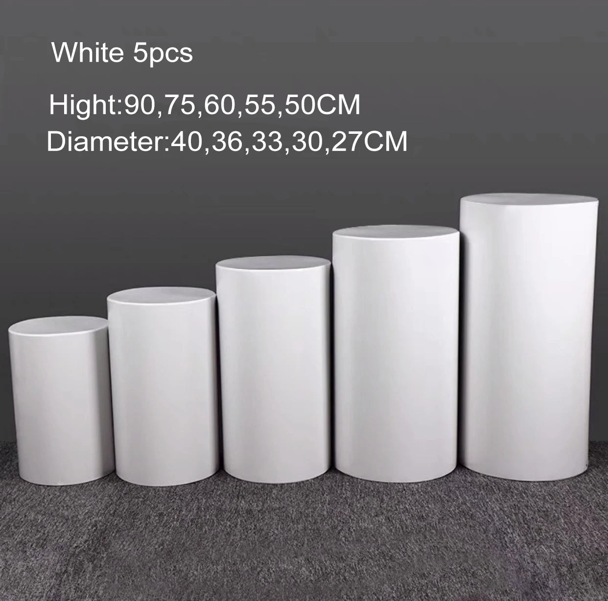 Fujian White Cylinder Pedestal Stands For Wedding Decor