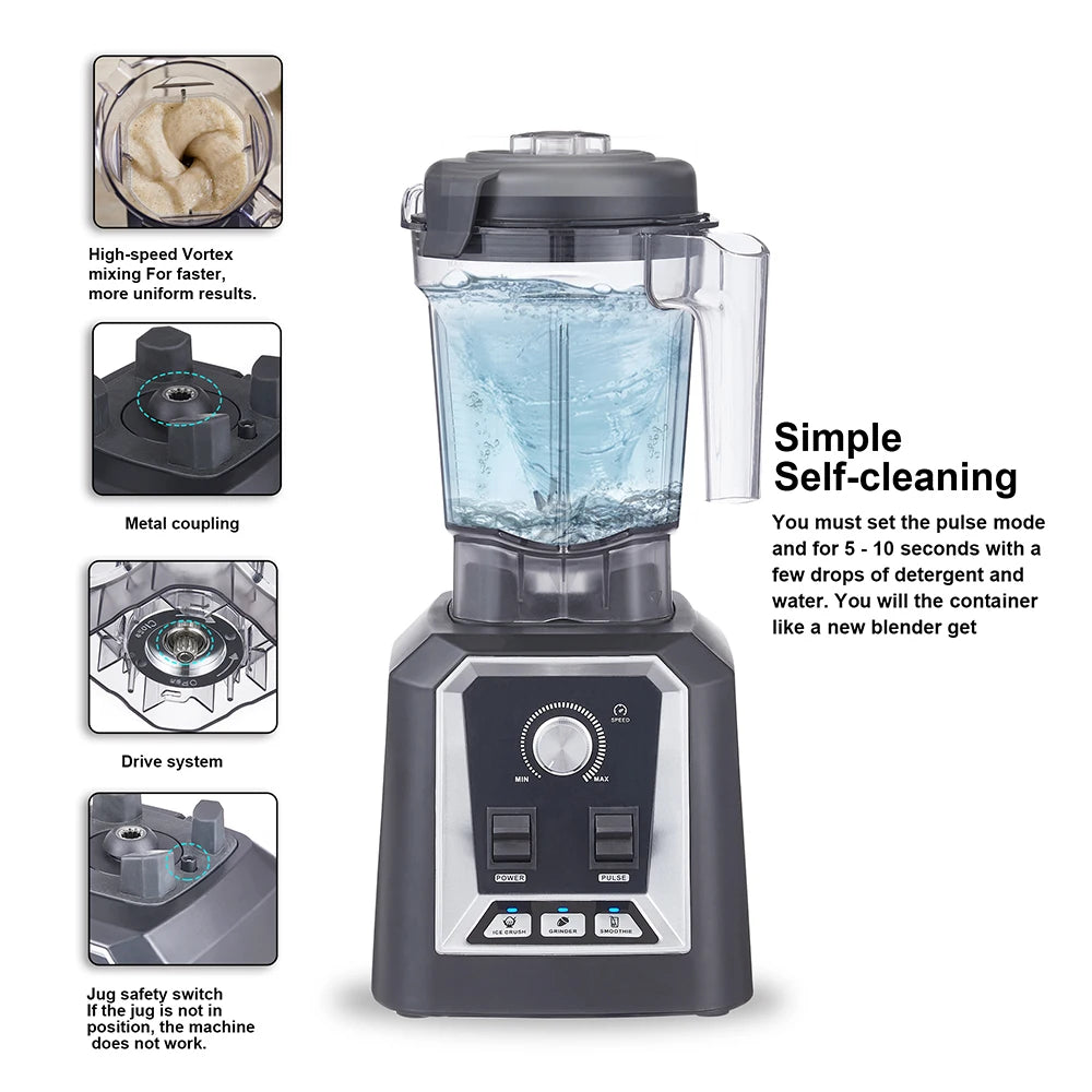 BioloMix Automatic Program Professional Kitchen Smoothie Blender BPA FREE 2L Low-profile Jar