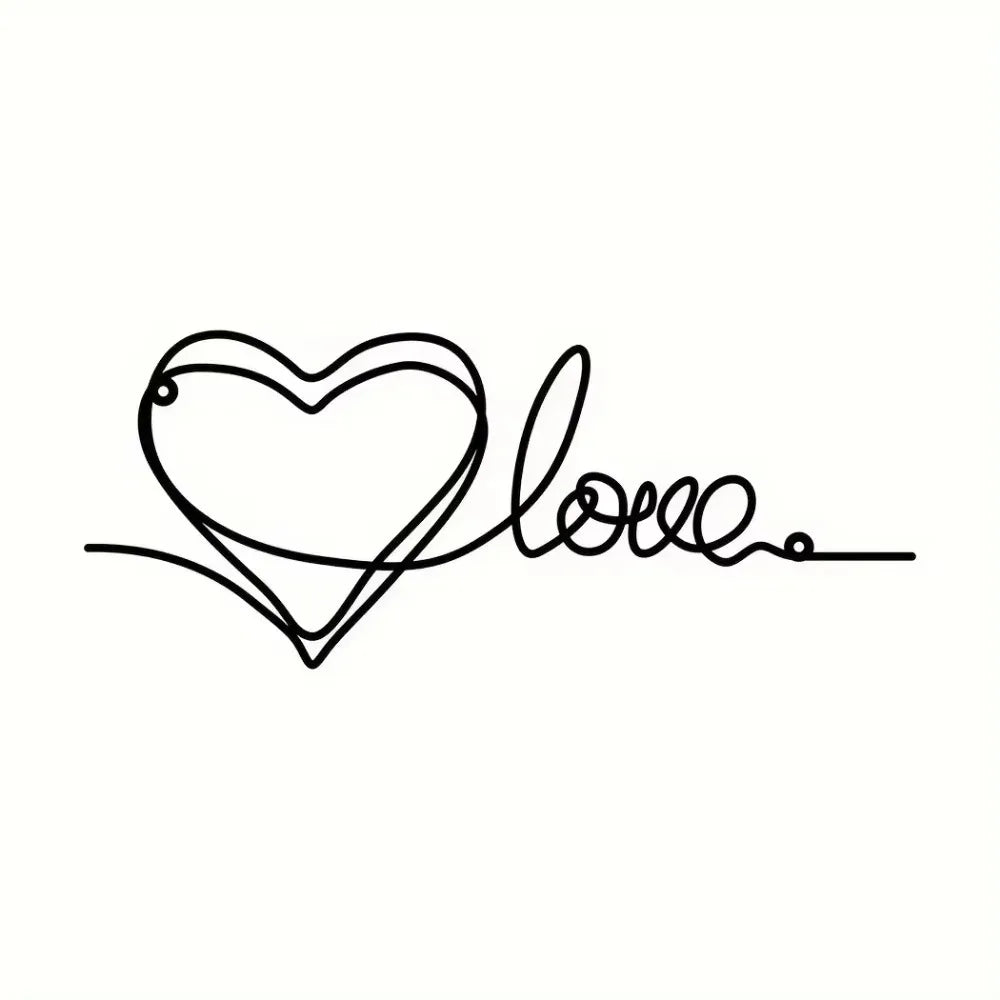 Sleek Iron Heart Wall Decor Love Line Art Pendant Modern Living Room Hanging Easy Mount