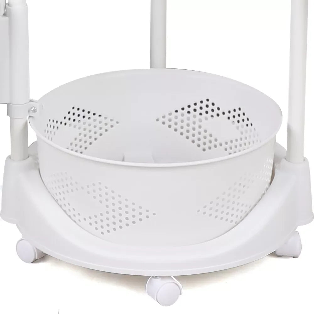 5 Layer Kitchen Rotating Organizer Rack Fruit Vegetable Storage Basket with Wheels 50kg Load for Kitchen Bathroom Living Room
