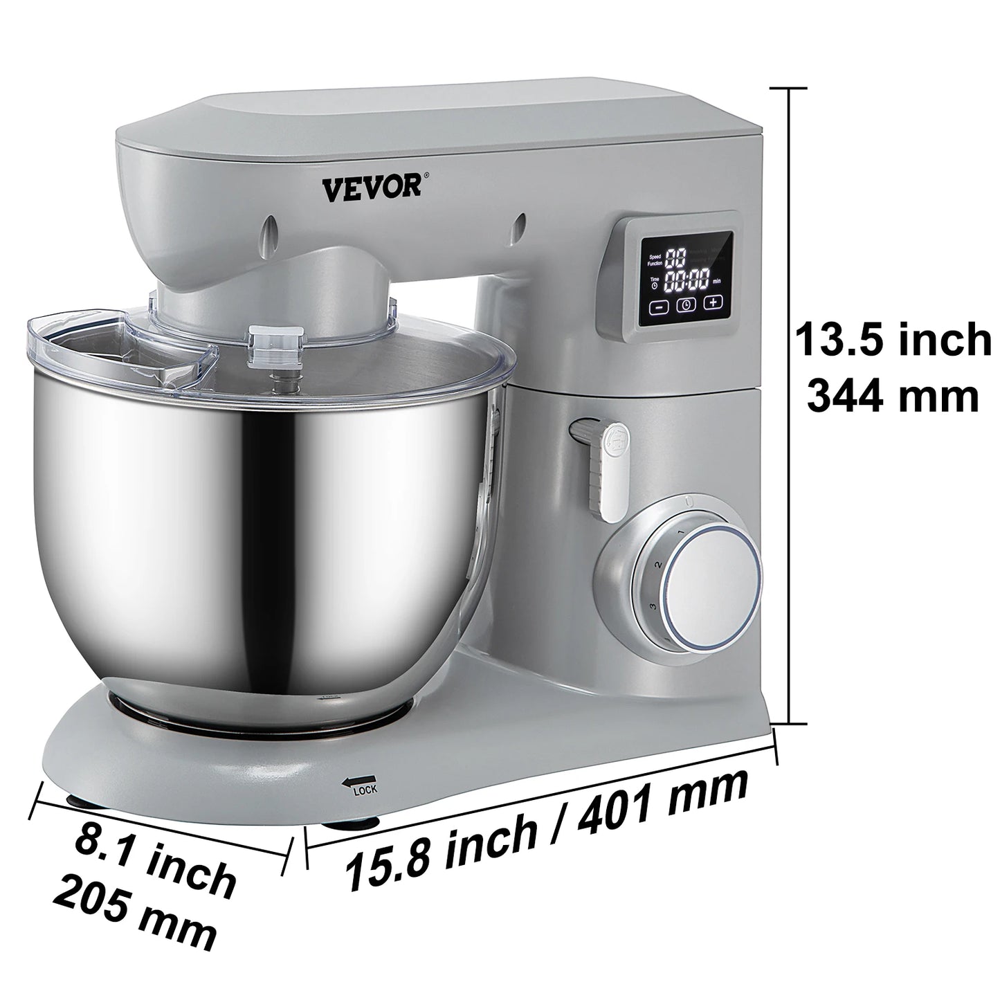 SucceBuy 5.5 7L Electric Stand Mixer with 6 Speeds LCD Screen Timing Food Mixer Cream Egg Whisk Dough Kneader with Steel Bowl
