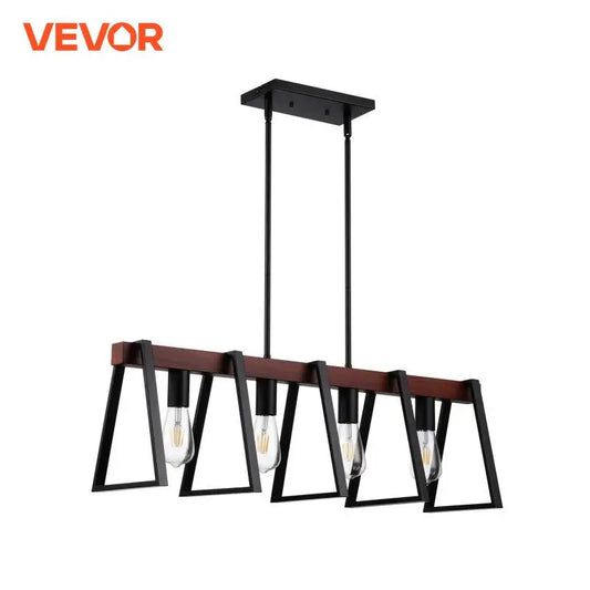 VEVOR 4 Light Kitchen Island Pendant Lights 60W with 2x6 Inch and 6x12 Inch Rods Industrial Metal Frame Farmhouse Linear Chandeliers