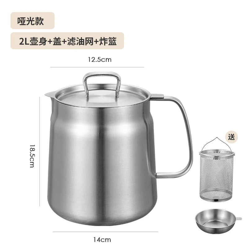 Oil Filter Pot with Strainer Deep Fryer Basket