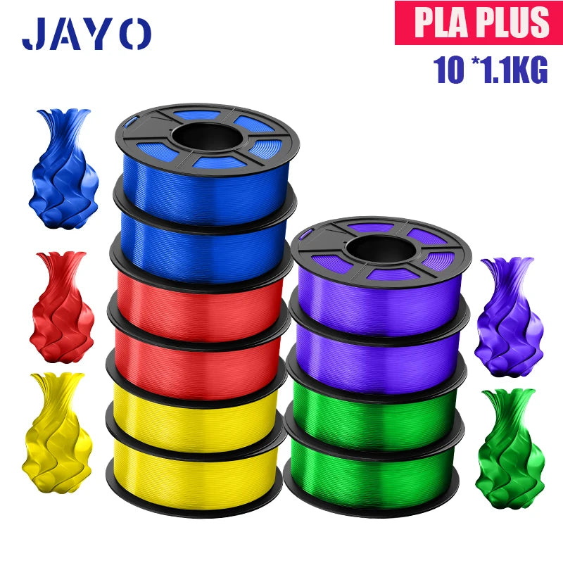 JAYO PLA Plus Filament 1.75mm 10 Rolls Set Non Toxic 3D Printing Refills Smooth No Bubbles Multiple Colors Optional