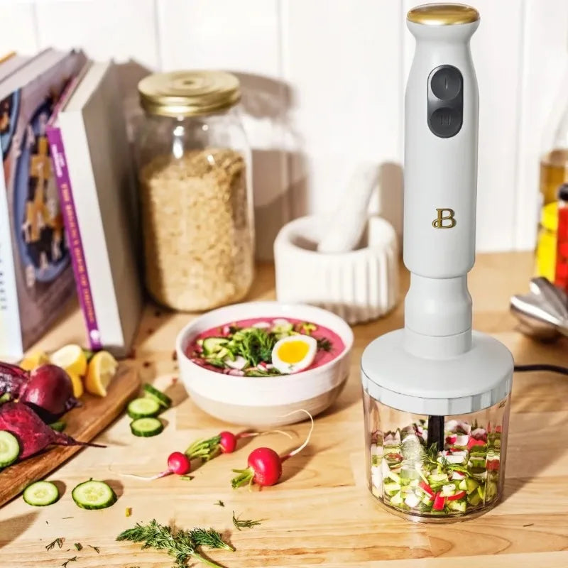 Beautiful 2-Speed Immersion Blender with Chopper and Measuring Cup by Drew Barrymore