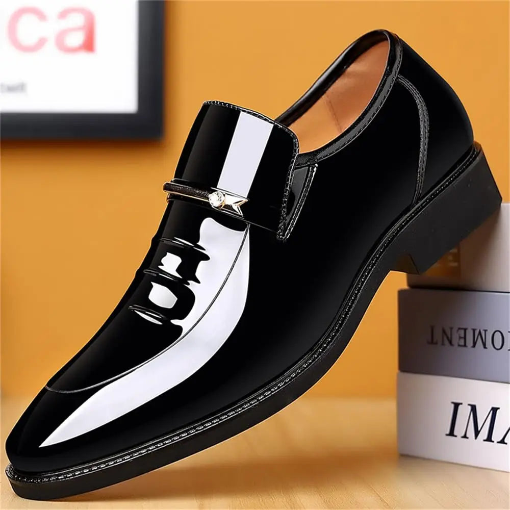 Mens Formal Oxford Slip On Loafers High Gloss Patent Shoes