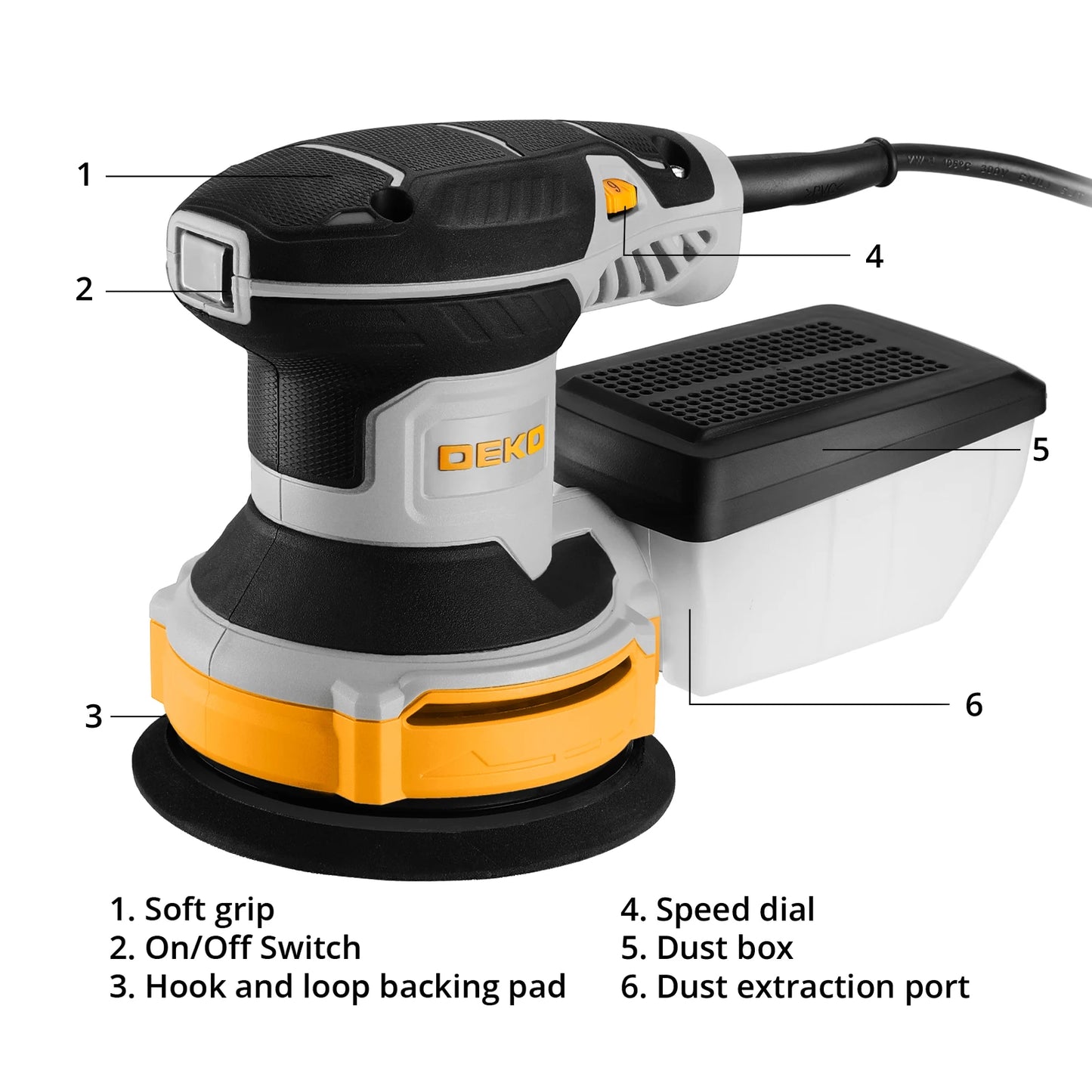 Deko 300W Random Orbit Sander 16 Piece Sandpaper Kit