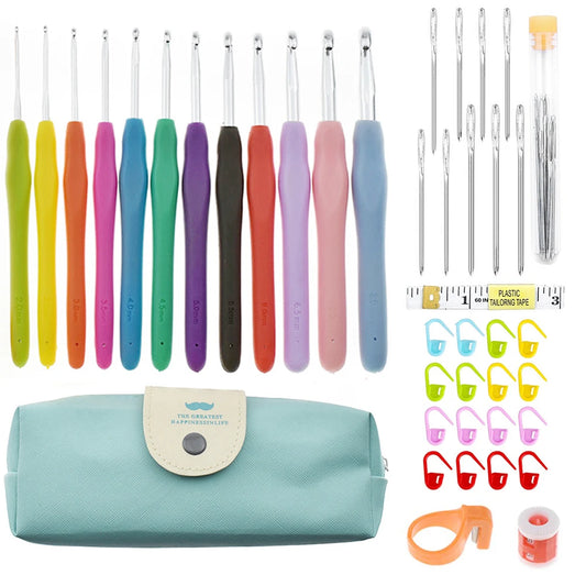 VKTECH Crochet Hooks Set With Aluminum Handles And Storage Bag